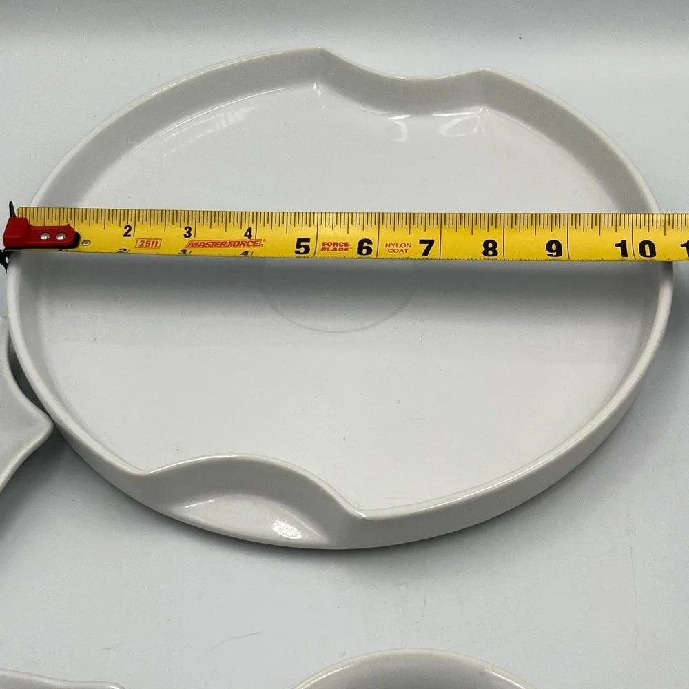 Anchor Hocking Ceramic Dip Platter Serving Set White Very Good 7pc